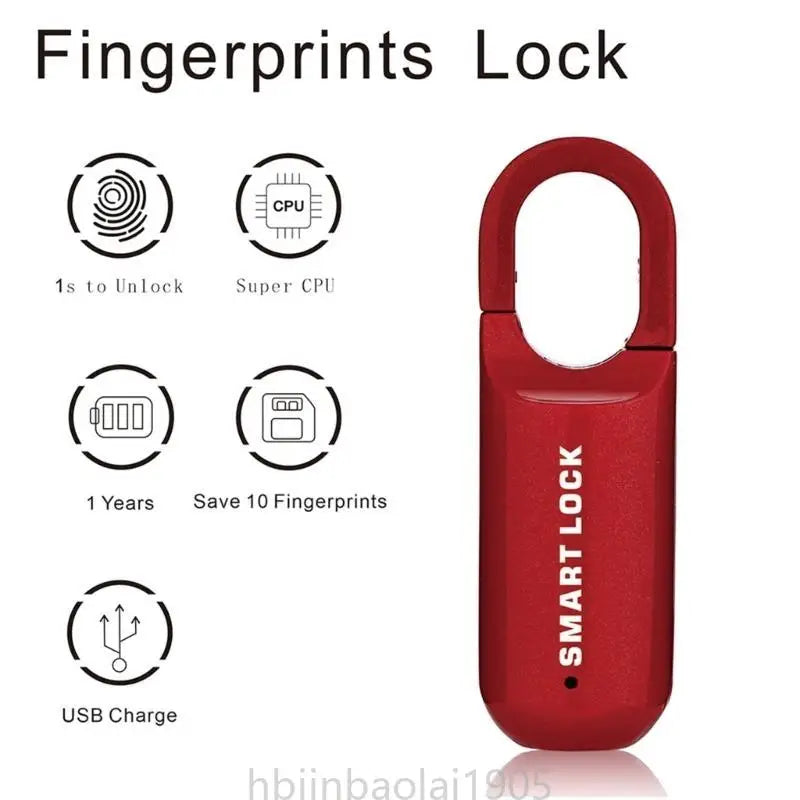 E74E Fingerprint Lock Door Lock Security Keyless USB Rechargeable Padlock Quick Anti-Theft Lock for Bag Suitcase