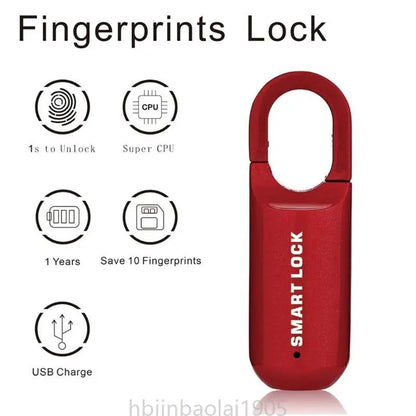 E74E Fingerprint Lock Door Lock Security Keyless USB Rechargeable Padlock Quick Anti-Theft Lock for Bag Suitcase
