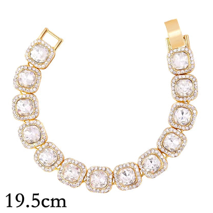 14/20MM Hip Hop Metal Cuban Bracelet Iced Out Chain Bling Full Rhinestone Pave Luxury Crystal Bracelet for Men'S Jewelry Gift