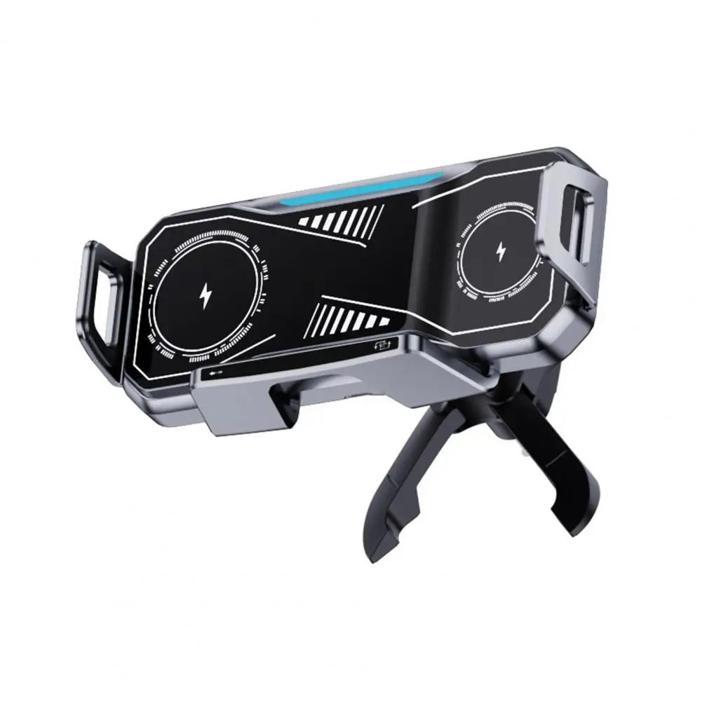 Foldable Phone Car Mount 15W Wireless Charger with 360 Degrees Rotation Dual-Coil Fast Charging Charging Stand for Phones