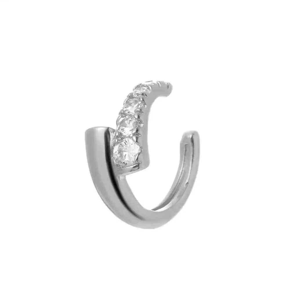 Korean Fashion Crystal Heart Ear Clip Earrings for Women Jewelry Ear Cuffs without Hole Single Double Layer Heart Fake Earrings