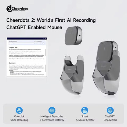 Cheerdots 2 Detachable Air Mouse Wireless Touchpad All-in-one Pocket AI Recording Chat GPT Enabled Mouse Customized Office Mouse