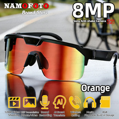 2026 New 8MP Camera Cycling Smart Glasses 1200P Video Record Dual Chip AI Translator BT Call GPT Sports Eyewear for Men Women