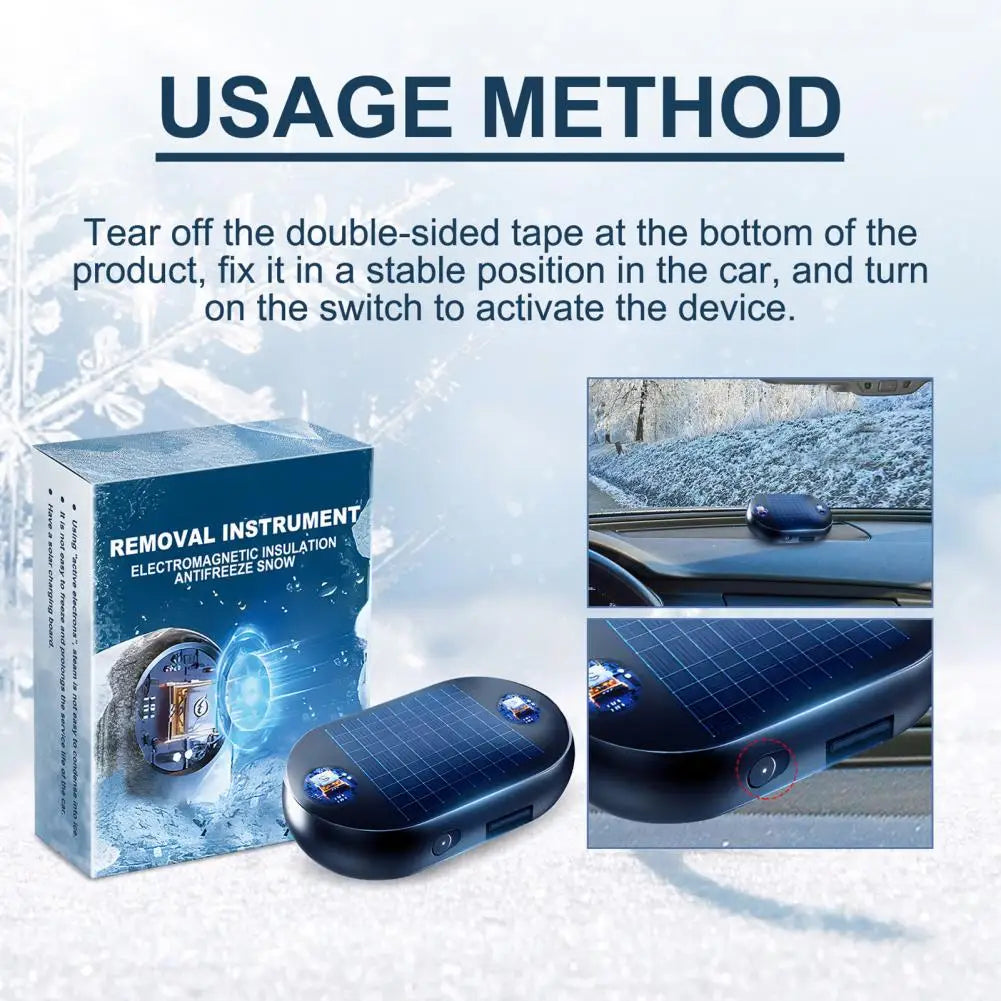 Car Window Defroster Quick Defrost Car Window Heater with Electromagnetic Insulation Solar Powered USB Rechargeable Ice Remover