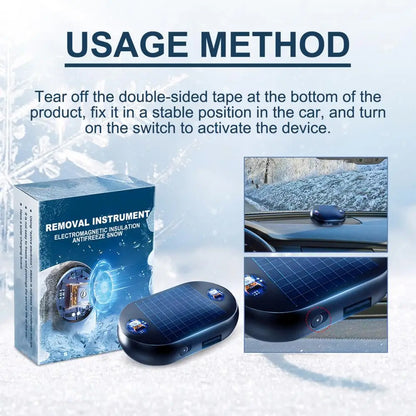 Car Window Defroster Quick Defrost Car Window Heater with Electromagnetic Insulation Solar Powered USB Rechargeable Ice Remover