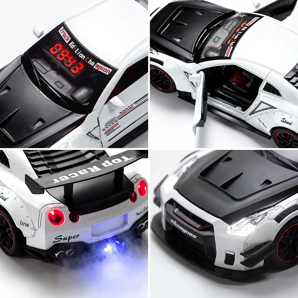 1PCS Sports Hyper Car Alarm Clock, Realistic Engine Roar & Mist Spray Alarm Clock with Remote, LED Light Up Car Model Clock