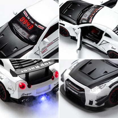1PCS Sports Hyper Car Alarm Clock, Realistic Engine Roar & Mist Spray Alarm Clock with Remote, LED Light Up Car Model Clock