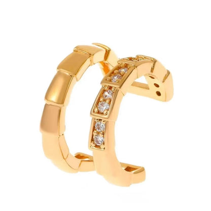 Korean Fashion Crystal Heart Ear Clip Earrings for Women Jewelry Ear Cuffs without Hole Single Double Layer Heart Fake Earrings