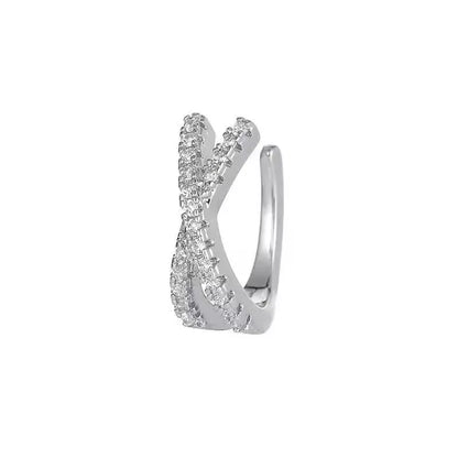 Korean Fashion Crystal Heart Ear Clip Earrings for Women Jewelry Ear Cuffs without Hole Single Double Layer Heart Fake Earrings