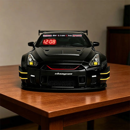 1PCS Sports Hyper Car Alarm Clock, Realistic Engine Roar & Mist Spray Alarm Clock with Remote, LED Light Up Car Model Clock