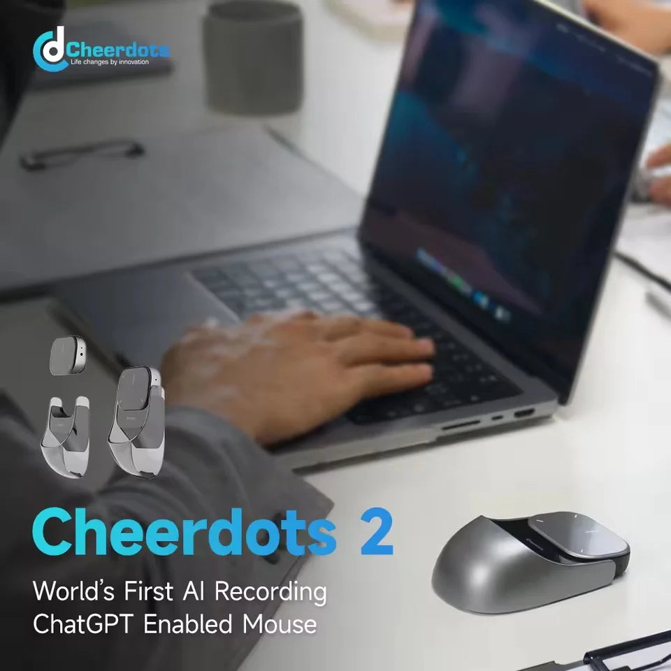 Cheerdots 2 Detachable Air Mouse Wireless Touchpad All-in-one Pocket AI Recording Chat GPT Enabled Mouse Customized Office Mouse