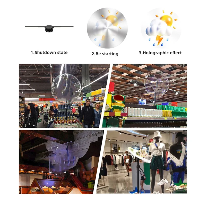 AA87 PD42 3D Hologram Projector Wall-Mounted Advertising Machine 244Pcs LED, HD Eye Visuals Advertising Display US PLUG