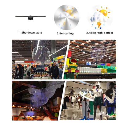 AA87 PD42 3D Hologram Projector Wall-Mounted Advertising Machine 244Pcs LED, HD Eye Visuals Advertising Display US PLUG