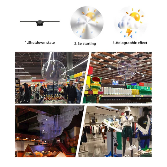 AA87 PD42 3D Hologram Projector Wall-Mounted Advertising Machine 244Pcs LED, HD Eye Visuals Advertising Display US PLUG