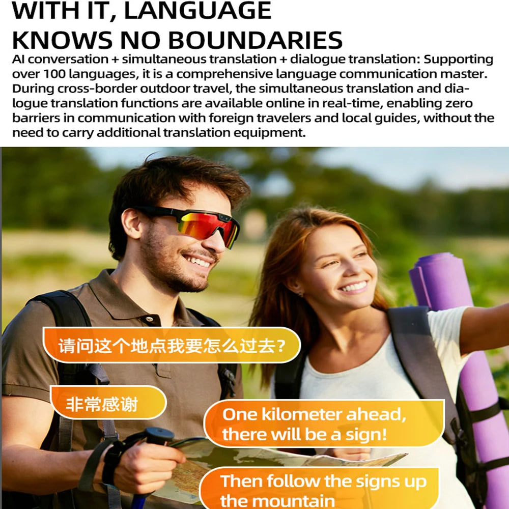 2026 New 8MP Camera Cycling Smart Glasses 1200P Video Record Dual Chip AI Translator BT Call GPT Sports Eyewear for Men Women