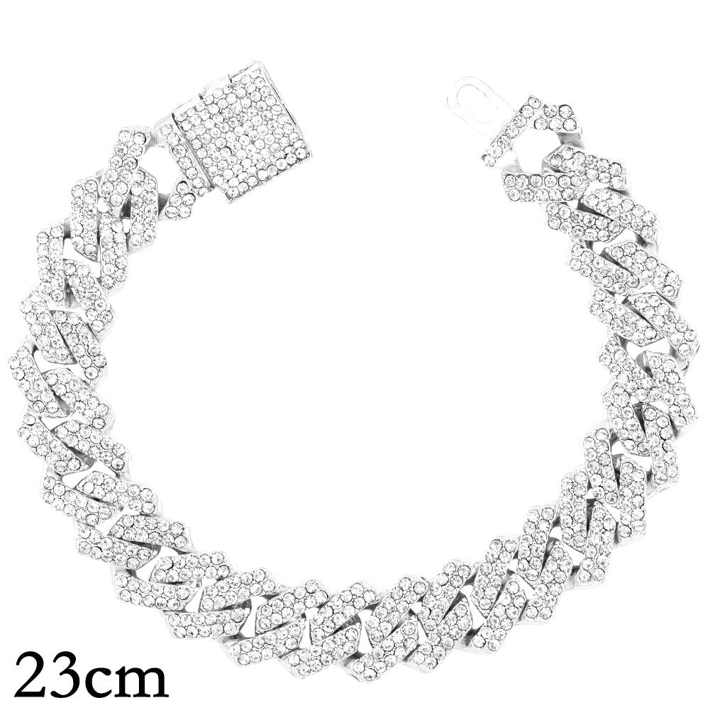 14/20MM Hip Hop Metal Cuban Bracelet Iced Out Chain Bling Full Rhinestone Pave Luxury Crystal Bracelet for Men'S Jewelry Gift
