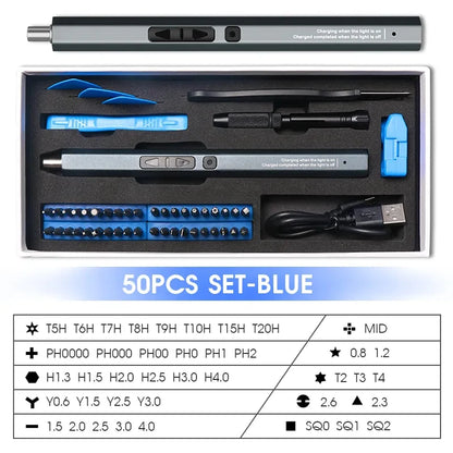 Cordless Electric Screwdriver Set 12/39/50 in 1 Precision Power Tool Magnetic Screw Driver Bit Fast Charging Repair Tool Kit