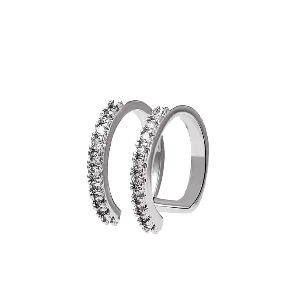 Korean Fashion Crystal Heart Ear Clip Earrings for Women Jewelry Ear Cuffs without Hole Single Double Layer Heart Fake Earrings