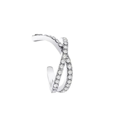 Korean Fashion Crystal Heart Ear Clip Earrings for Women Jewelry Ear Cuffs without Hole Single Double Layer Heart Fake Earrings