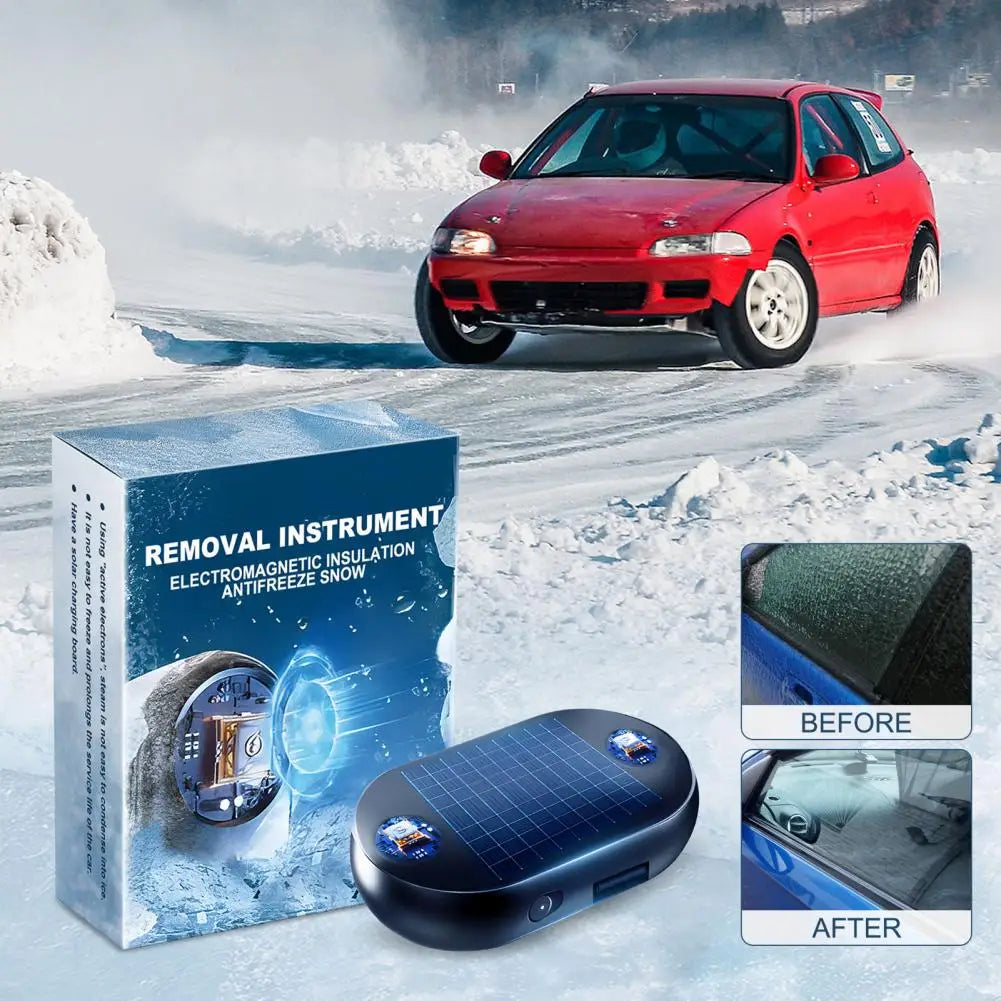 Car Window Defroster Quick Defrost Car Window Heater with Electromagnetic Insulation Solar Powered USB Rechargeable Ice Remover