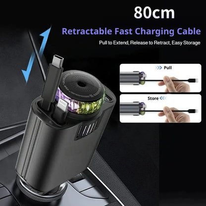 5-In-1 Car Aromatherapy Essential Oil Diffuser Starry Light 45W Retractable Phone Charger With IOS Type C PD30W Cable For I U6S3